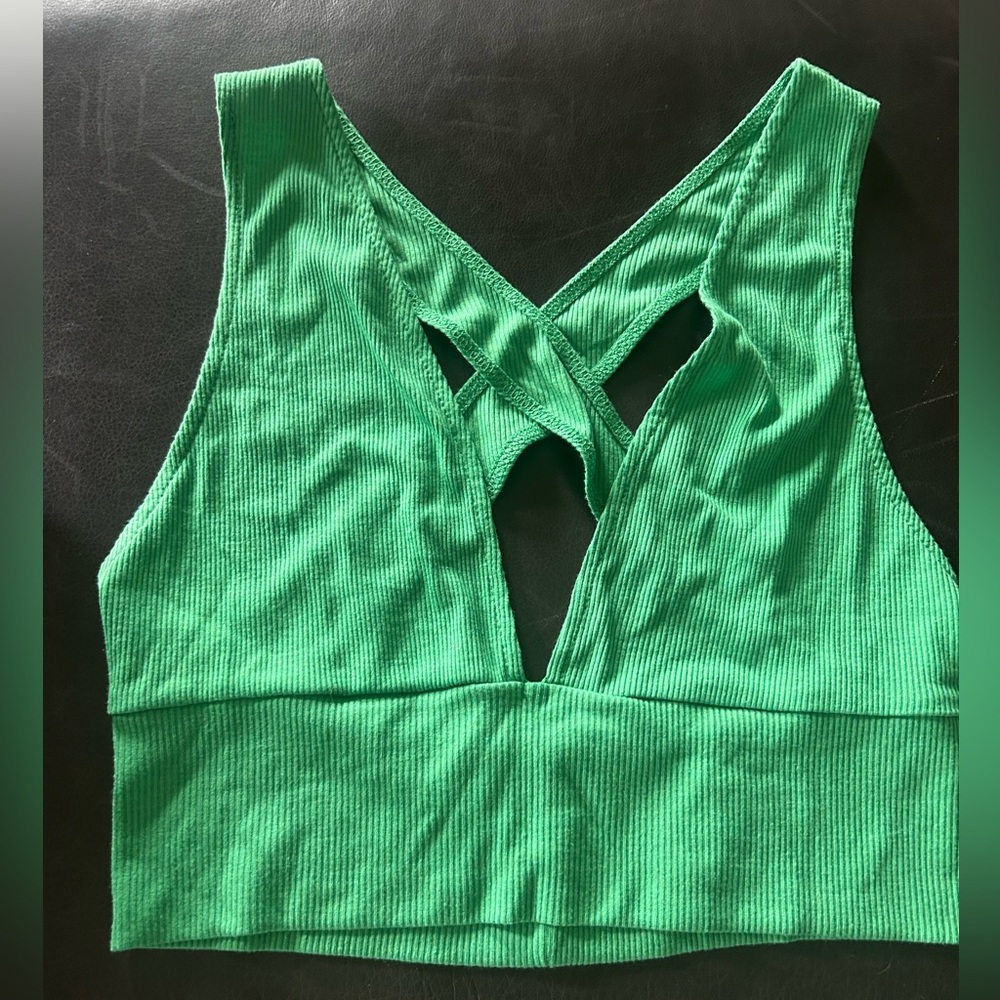 Vibrant Green Crop Top with Crisscross Straps